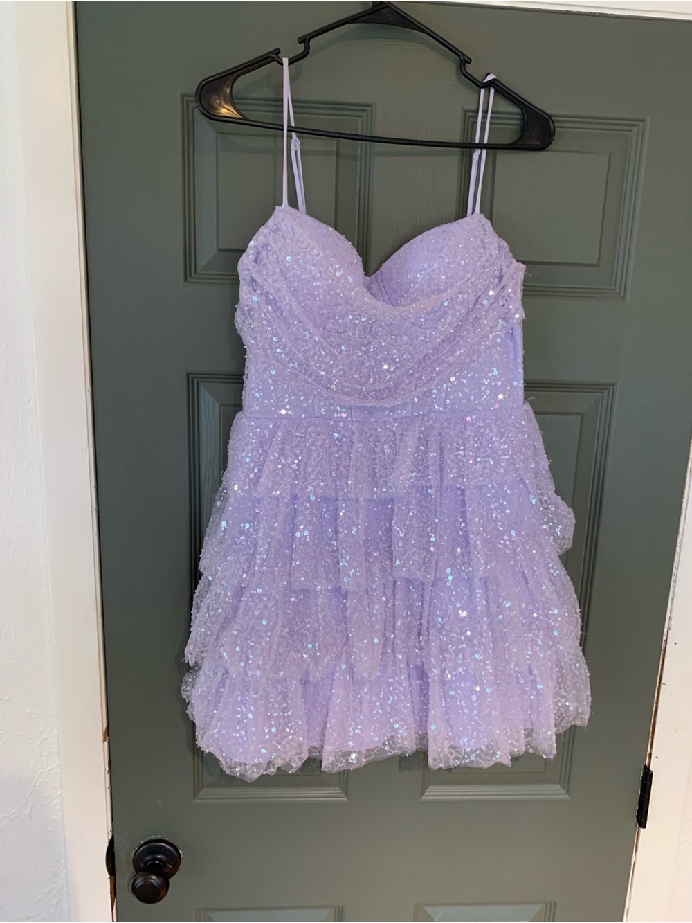 Lilac Sequin Tiered Mini Dress